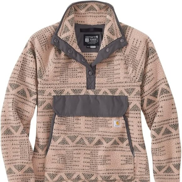 Carhartt  Women's Fleece Pullover XXL (20) Relaxed Fit Warm Taupe Geo Aztec NWT - Picture 1 of 2
